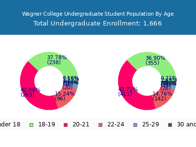 Wagner College 2024 Undergraduate Enrollment Age Diversity Pie chart