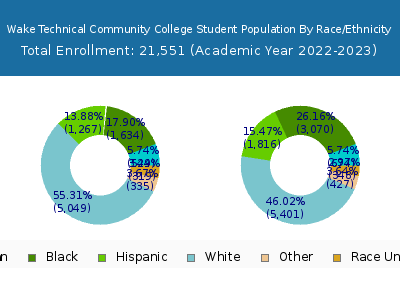 Wake Technical Community College 2023 Student Population by Gender and Race chart
