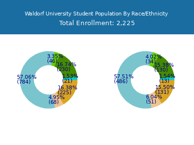 Waldorf University 2025 Student Population by Gender and Race chart