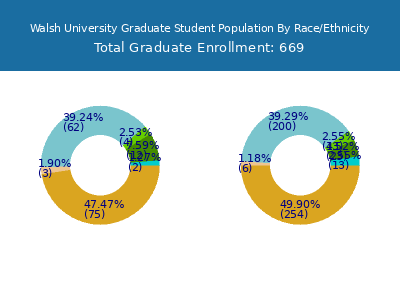 Walsh University 2025 Graduate Enrollment by Gender and Race chart