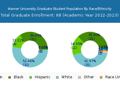 Warner University 2023 Graduate Enrollment by Gender and Race chart