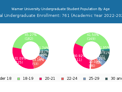 Warner University 2023 Undergraduate Enrollment Age Diversity Pie chart