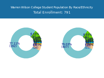 Warren Wilson College 2025 Student Population by Gender and Race chart