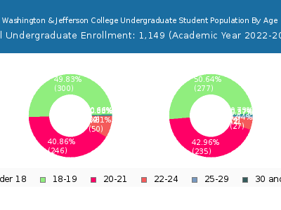 Washington & Jefferson College 2023 Undergraduate Enrollment Age Diversity Pie chart