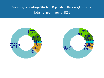 Washington College 2025 Student Population by Gender and Race chart