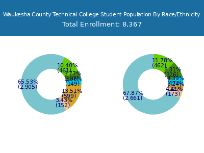 Waukesha County Technical College 2025 Student Population by Gender and Race chart