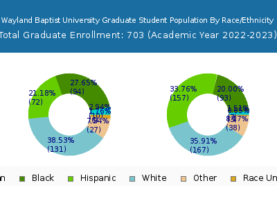Wayland Baptist University 2023 Graduate Enrollment by Gender and Race chart