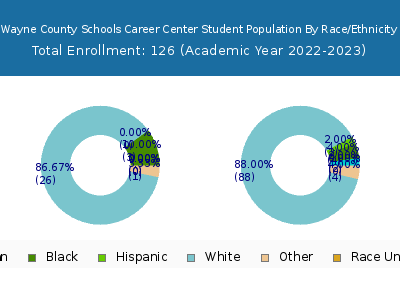 Wayne County Schools Career Center 2023 Student Population by Gender and Race chart