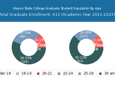 Wayne State College 2023 Graduate Enrollment Age Diversity Pie chart