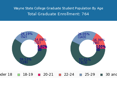 Wayne State College 2025 Graduate Enrollment Age Diversity Pie chart