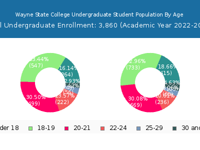 Wayne State College 2023 Undergraduate Enrollment Age Diversity Pie chart
