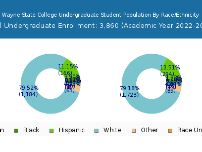 Wayne State College 2023 Undergraduate Enrollment by Gender and Race chart