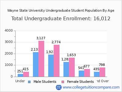 Wayne State University 2025 Undergraduate Enrollment by Age chart