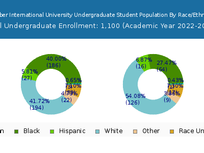 Webber International University 2023 Undergraduate Enrollment by Gender and Race chart