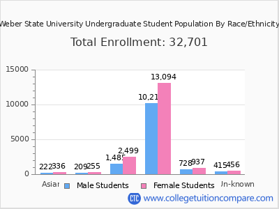 Weber State University 2025 Undergraduate Enrollment by Gender and Race chart