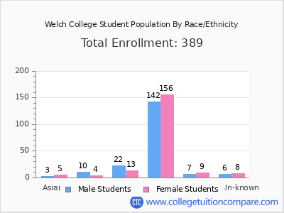 Welch College 2025 Student Population by Gender and Race chart