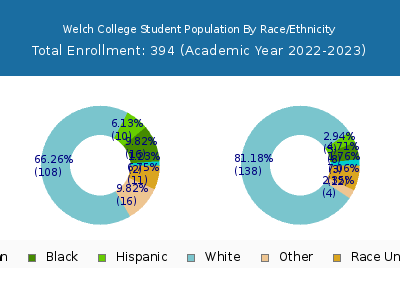 Welch College 2023 Student Population by Gender and Race chart