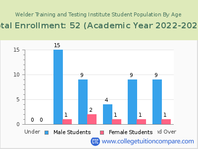 Welder Training and Testing Institute 2023 Student Population by Age chart