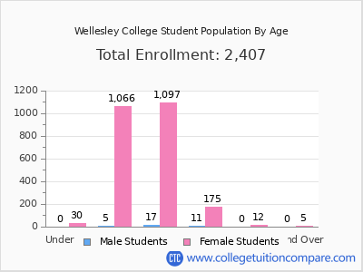 Wellesley College 2024 Student Population by Age chart