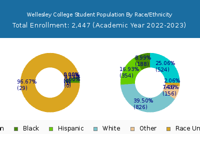 Wellesley College 2023 Student Population by Gender and Race chart