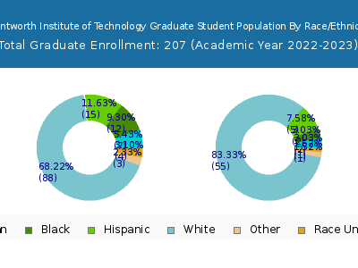 Wentworth Institute of Technology 2023 Graduate Enrollment by Gender and Race chart