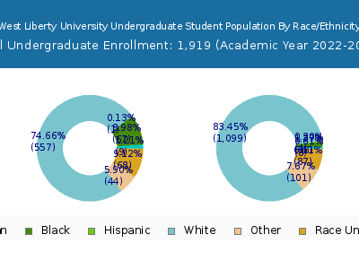 West Liberty University 2023 Undergraduate Enrollment by Gender and Race chart