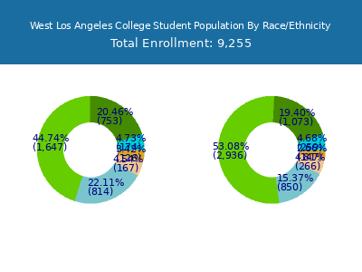 West Los Angeles College 2025 Student Population by Gender and Race chart