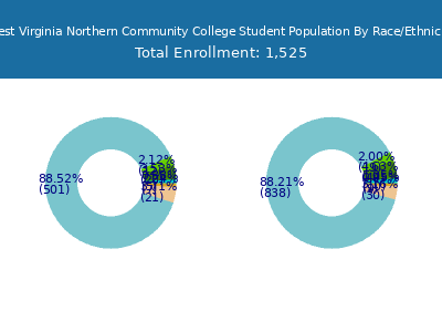 West Virginia Northern Community College 2025 Student Population by Gender and Race chart