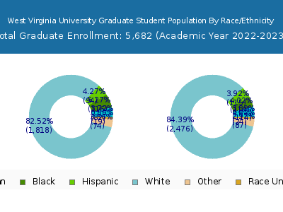 West Virginia University 2023 Graduate Enrollment by Gender and Race chart