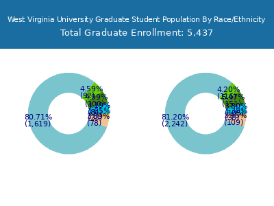 West Virginia University 2025 Graduate Enrollment by Gender and Race chart