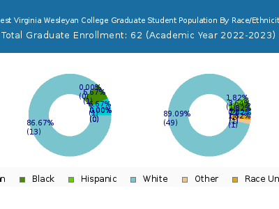West Virginia Wesleyan College 2023 Graduate Enrollment by Gender and Race chart