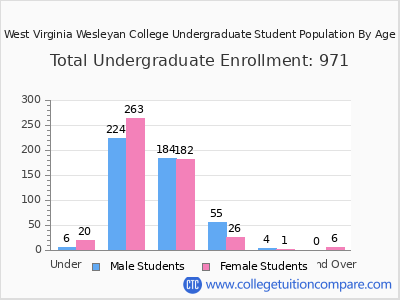 West Virginia Wesleyan College 2025 Undergraduate Enrollment by Age chart