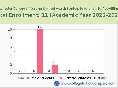 Westchester College of Nursing & Allied Health 2023 Student Population by Gender and Race chart
