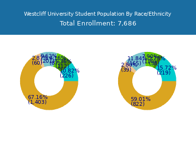 Westcliff University 2025 Student Population by Gender and Race chart