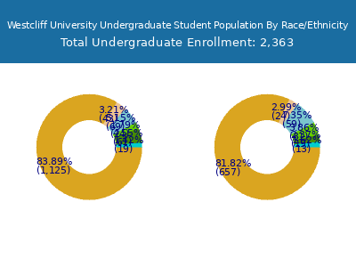 Westcliff University 2025 Undergraduate Enrollment by Gender and Race chart