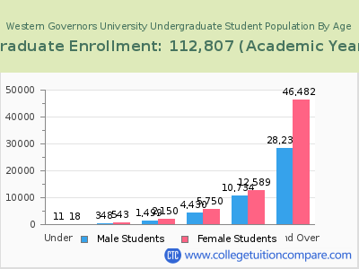 Western Governors University 2023 Undergraduate Enrollment by Age chart