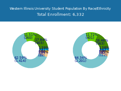 Western Illinois University 2025 Student Population by Gender and Race chart