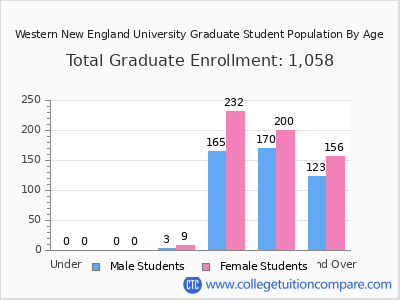 Western New England University 2025 Graduate Enrollment by Age chart