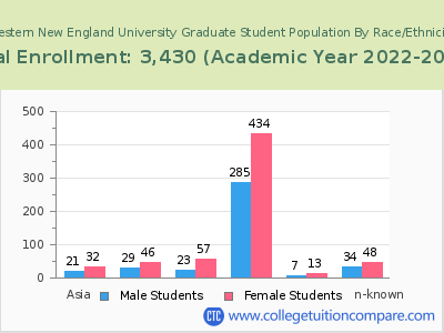 Western New England University 2023 Graduate Enrollment by Gender and Race chart