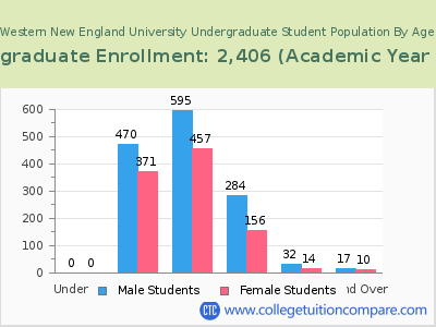 Western New England University 2023 Undergraduate Enrollment by Age chart