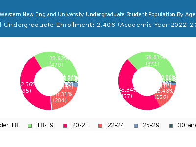 Western New England University 2023 Undergraduate Enrollment Age Diversity Pie chart