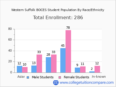 Western Suffolk BOCES 2025 Student Population by Gender and Race chart