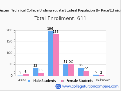 Western Technical College 2025 Undergraduate Enrollment by Gender and Race chart