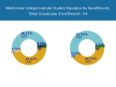 Westminster College 2025 Graduate Enrollment by Gender and Race chart