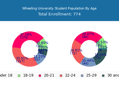Wheeling University 2024 Student Population Age Diversity Pie chart