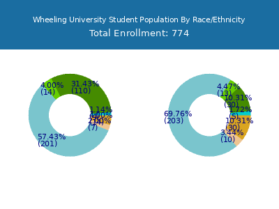 Wheeling University 2025 Student Population by Gender and Race chart