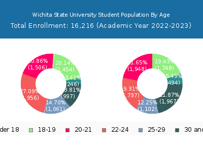 Wichita State University 2023 Student Population Age Diversity Pie chart