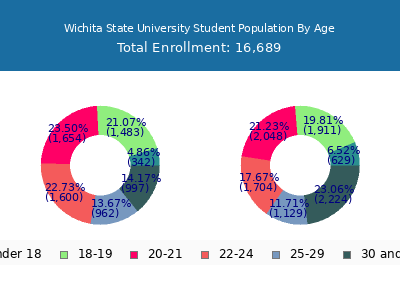 Wichita State University 2025 Student Population Age Diversity Pie chart