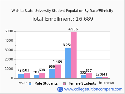 Wichita State University 2025 Student Population by Gender and Race chart