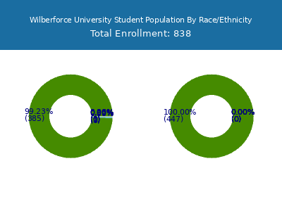 Wilberforce University 2025 Student Population by Gender and Race chart
